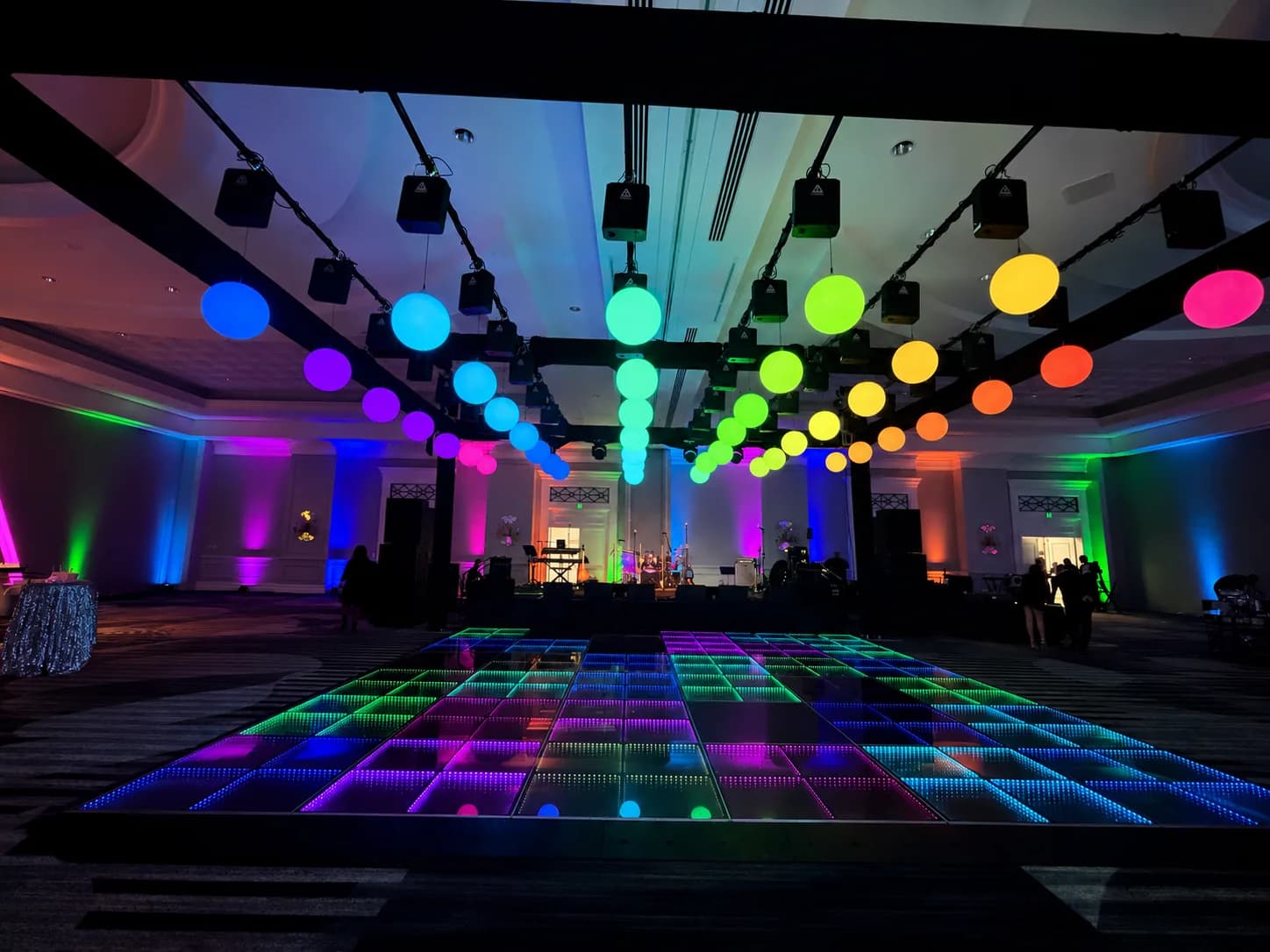 iRock Your Party kinetic sphere lighting installation at an event
