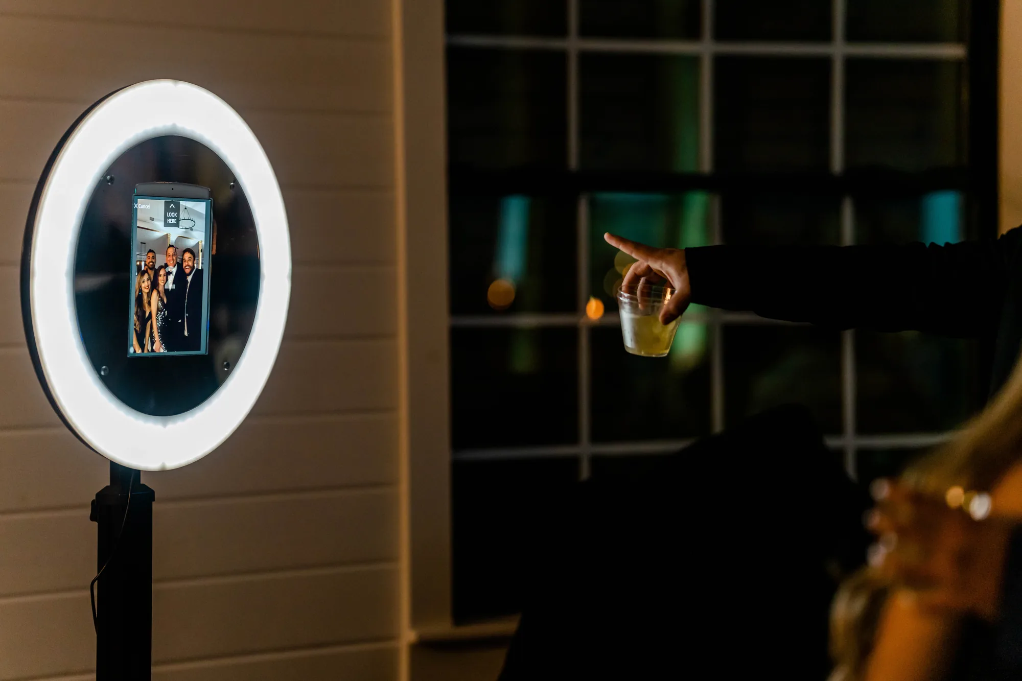 iBooth ring light booth alongside the 360 booth at an Orlando reception