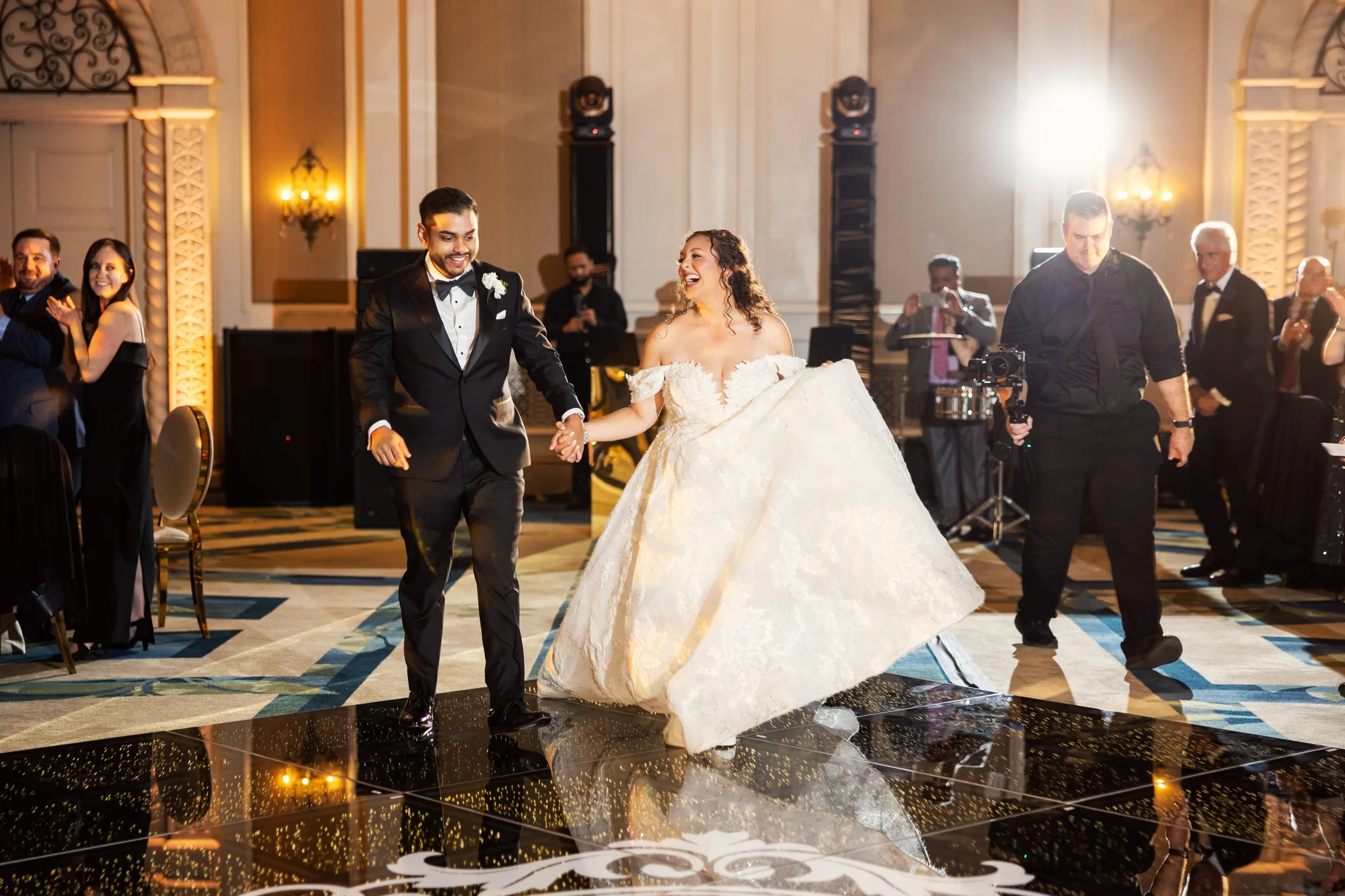 First dance in a grand Orlando ballroom lit by iRock Your Party