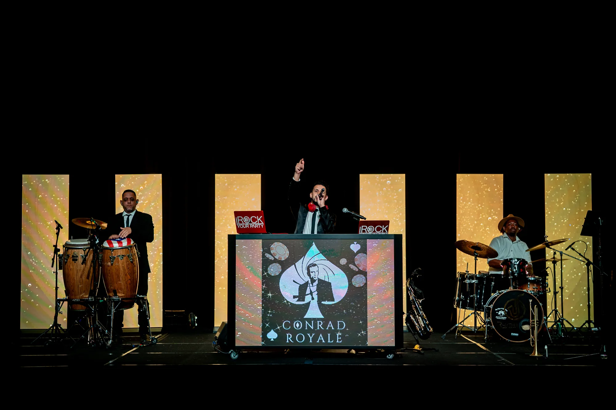 Saxophone player performing alongside the iRock DJ at an Orlando wedding reception